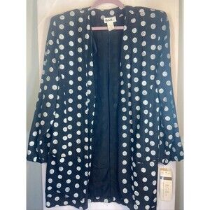 BGB WOMENS SZ14 BLACK VINTAGE OPEN FRONT SHOULDER PADS CARDIGAN NWT